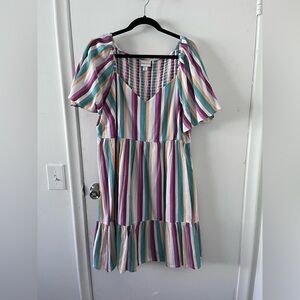 Ava & Viv multi-color striped midi dress